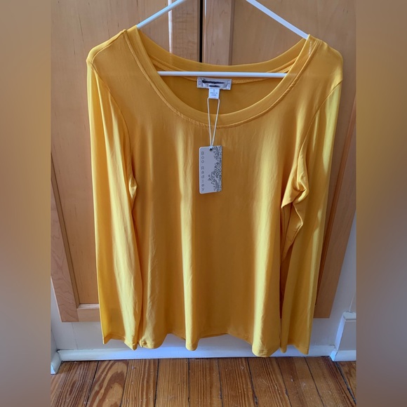 NWT! Boo Radley Gold Sheer Long Sleeve Mesh Top Size Small - Picture 1 of 6